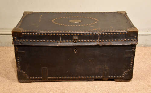 19th century leather coaching trunk