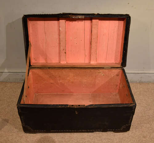 19th century leather coaching trunk