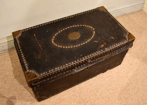 19th century leather coaching trunk