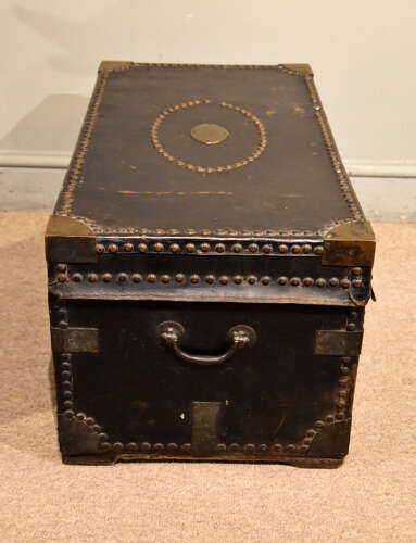 19th century leather coaching trunk