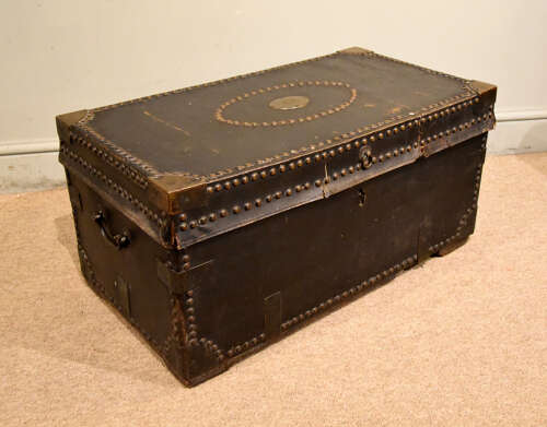 19th century leather coaching trunk