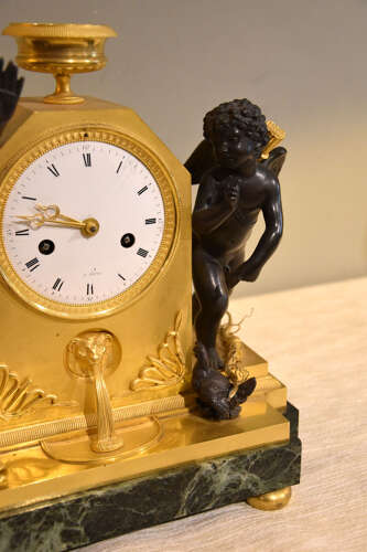 French empire ormolu bronze and marble mantel clock