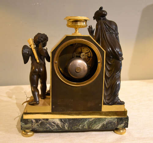 French empire ormolu bronze and marble mantel clock