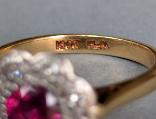 Art Deco 18ct Gold Ruby and Diamond Ring