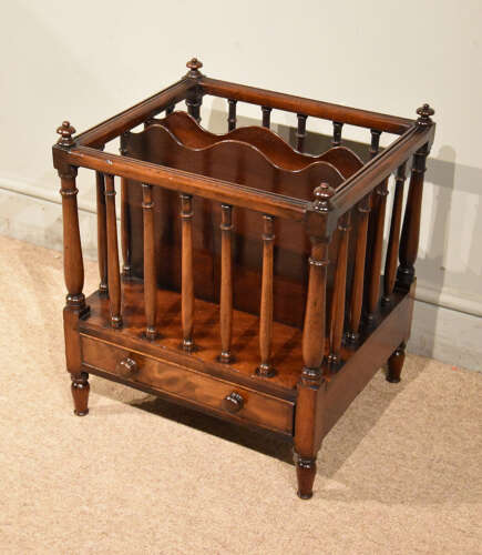 Regency mahogany canterbury with drawer