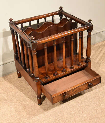 Regency mahogany canterbury with drawer
