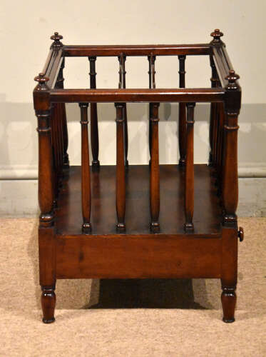 Regency mahogany canterbury with drawer