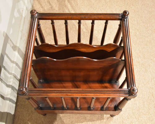 Regency mahogany canterbury with drawer