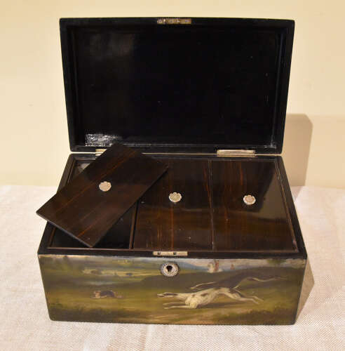 Finely decorated paper-mache tea caddy