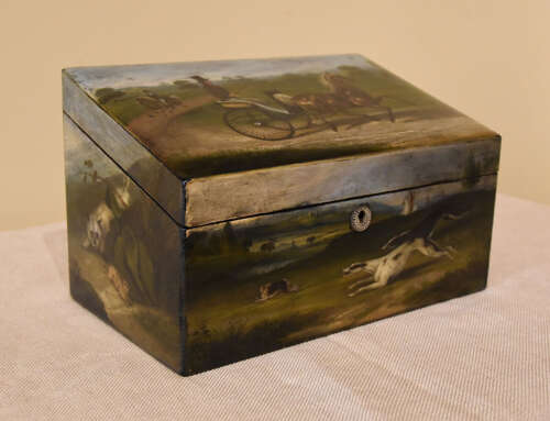 Finely decorated paper-mache tea caddy