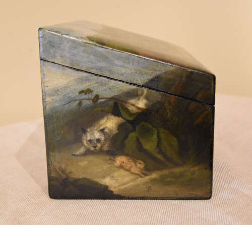 Finely decorated paper-mache tea caddy
