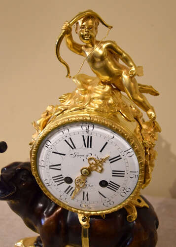 Bronze and ormolu mantel clock of elephant form