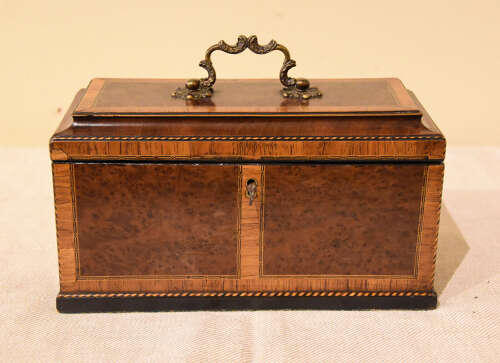 George III Burr yew tea chest