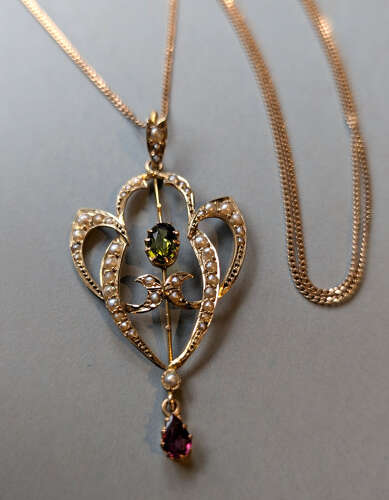 Antique 9ct Gold Suffragette Pendant / Necklace