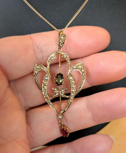 Antique 9ct Gold Suffragette Pendant / Necklace