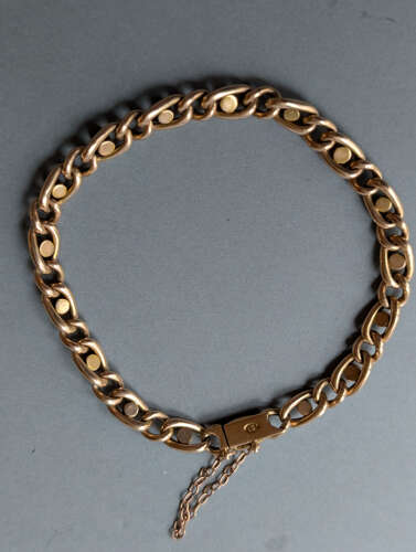 Victorian 15ct gold turquoise pearl chain bracelet