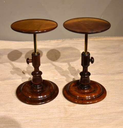 Pair 19th century rosewood adjustable candlestands