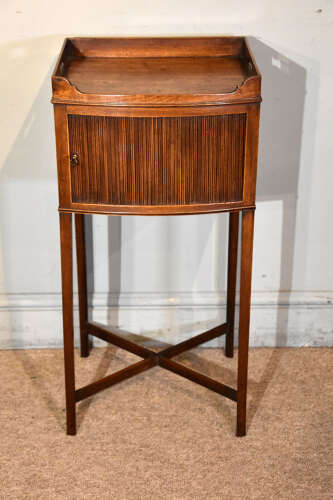 George III Bow front mahogany bedside cupboard