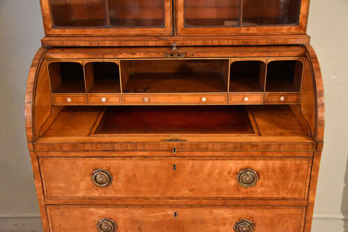 George III Satinwood cylinder secretaire cabinet