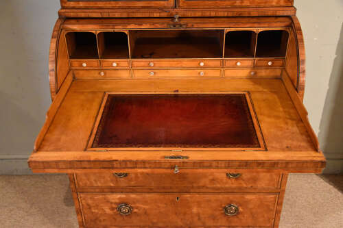 George III Satinwood cylinder secretaire cabinet