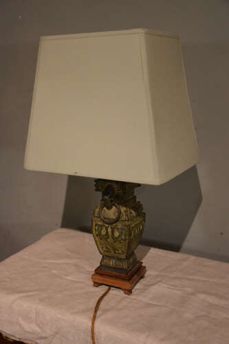 19th century Chinese bronze converted lamp