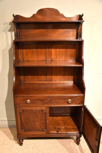 Regency mahogany waterfall bookcase