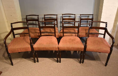 Set of eight Regency rope-back dining chairs