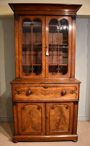 William IV mahogany secretaire bookcase