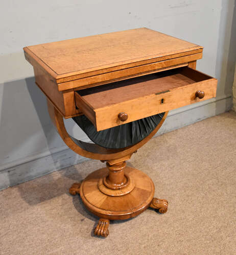 Regency maple sewing and games table