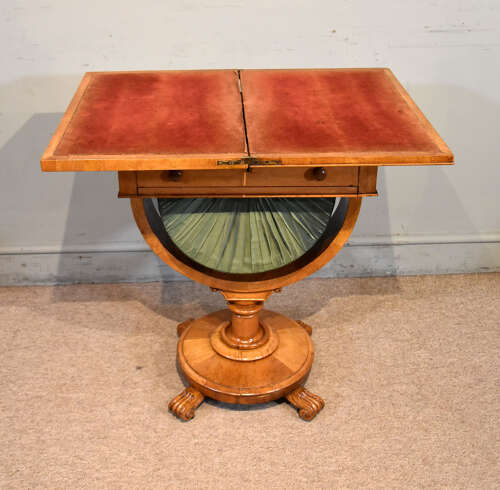 Regency maple sewing and games table