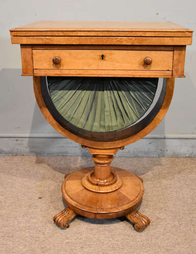 Regency maple sewing and games table