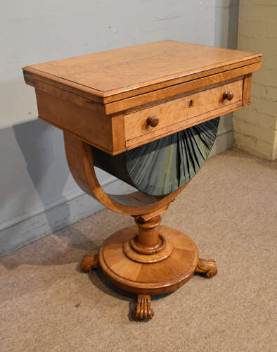 Regency maple sewing and games table