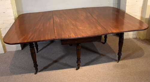 Regency period large drop leaf mahogany dining table