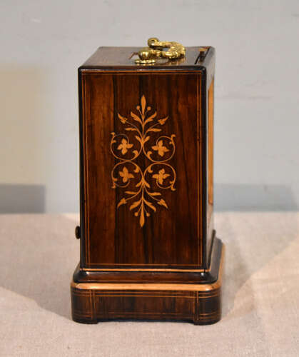 A French inlaid rosewood mantel clock
