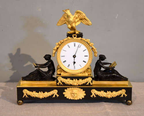 Baetens London: An English regency brass and gilt mantel Timepiece