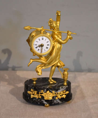 French green marble and ormolu mantel timepiece