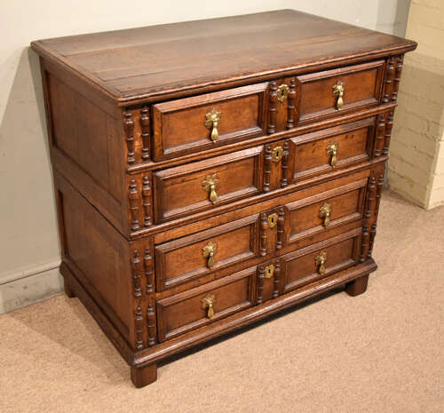 Charles II period oak chest of drawers