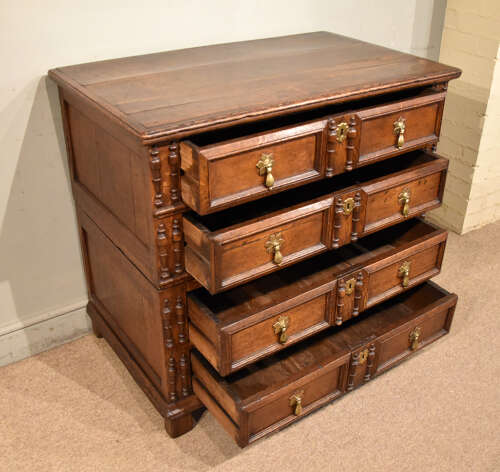 Charles II period oak chest of drawers