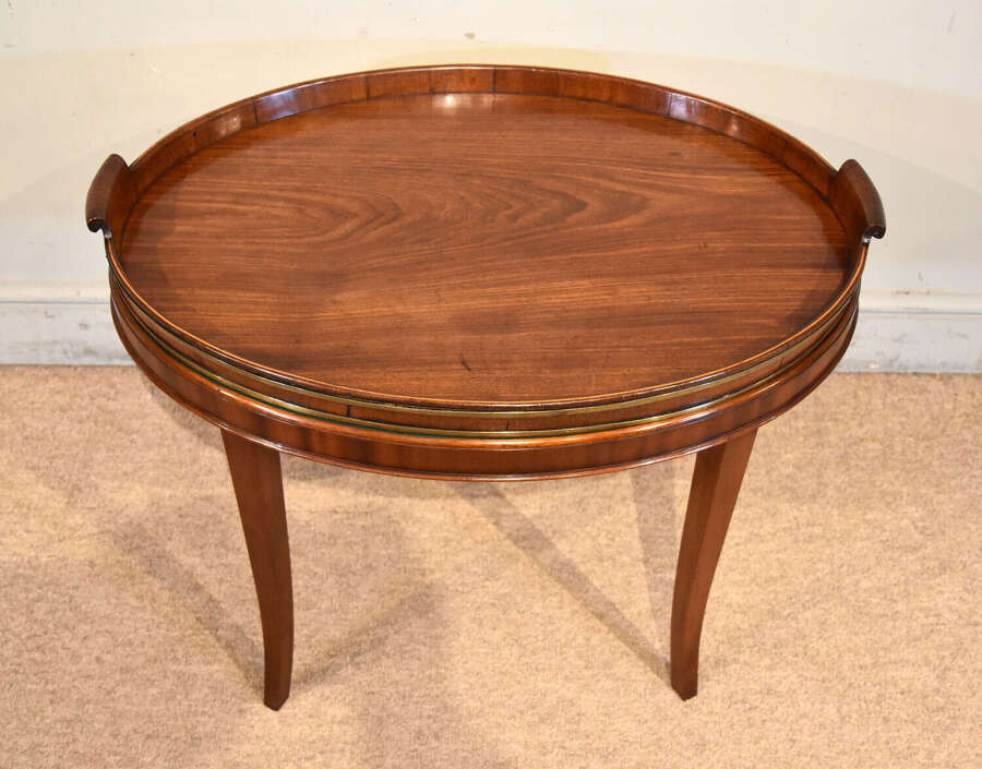 Late 18th century mahogany oval tray on stand
